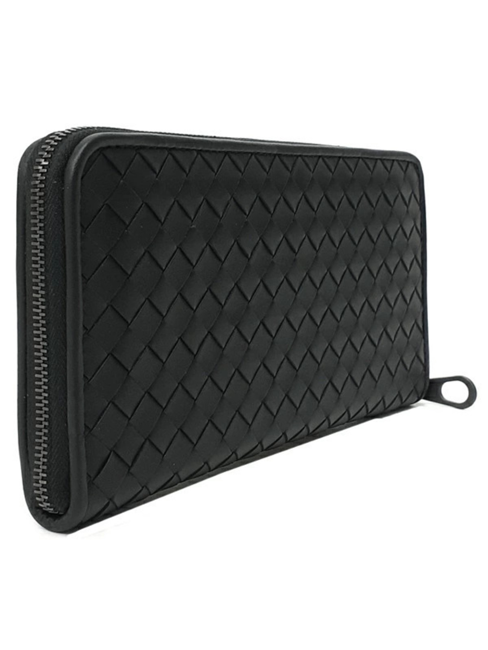 Bottega Veneta Intrecciato Round Around Zip Long Wallet Zipper Black
